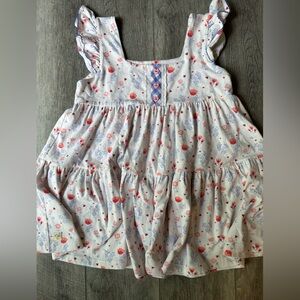 Wildflowers Kids Ruffle Top - White with Red and Blue Accents